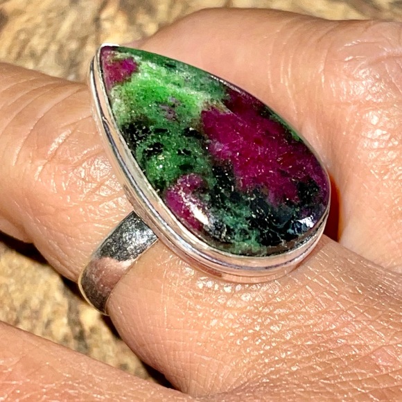 Ruby Zoisite Statement Ring Size 9 - Picture 7 of 11